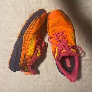 Hoka Orange and Pink Trail Running Sneakers